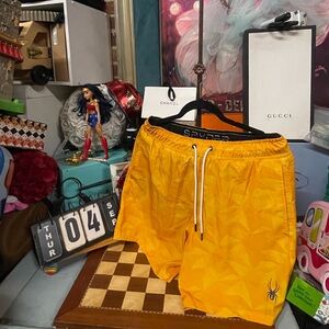 Spyder Swim Orange Volley Swim Shorts Brief Lined Swim Trunks Men's